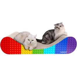 Котяче дряпальний аксесуар XXL - велика картонна панель для котів, 60x42x14 см, кольори веселки