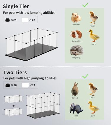 Клітка-манеж для дрібних тварин FunHola, клітка для морських свинок з вологостійким килимком, 12 панелей, манеж для хом'яків, їжаків, для використання в приміщенні та на вулиці, пластиковий забір, розмір 123,2 x 63 x 40,9 см