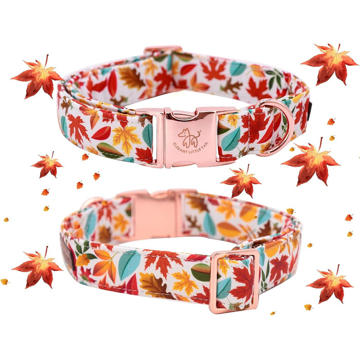 Елегантний ошийник для собак Herbst-Hundehalsband з бантиком, унісекс, регульований, м'який, для великих собак, 1 шт., листя клена