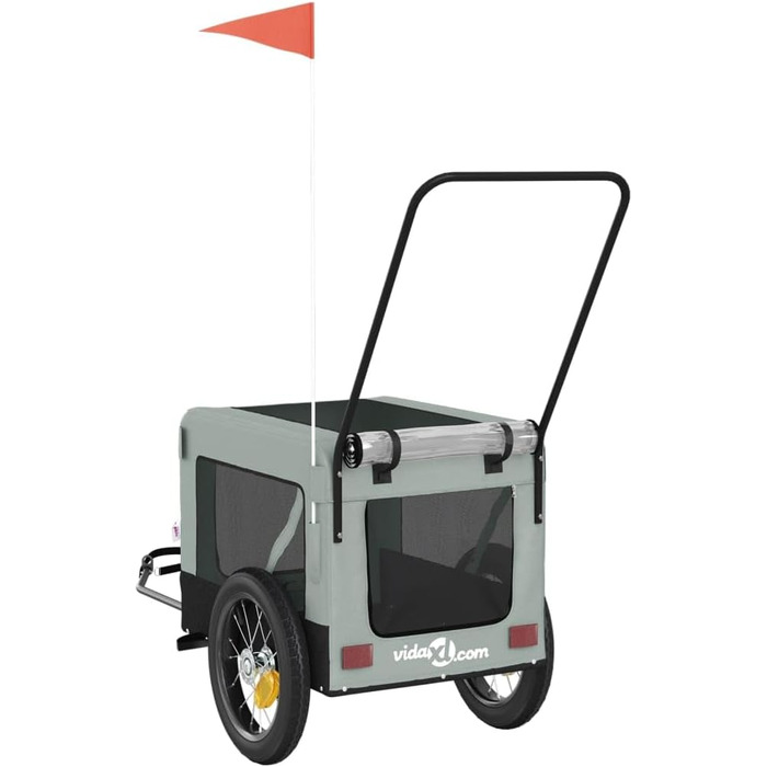 Причіп для велосипеда для собак та котів, сірий та чорний, Oxford-Gewebe та метал