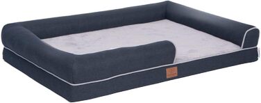 Ортопедичне лежанка для собак Преміум з піною Memory Foam, лежанка-софа для собак, м'яке собаче ліжко, знімний та пральний чохол, 71 x 60 x 16 см, світло-сірий (XL)