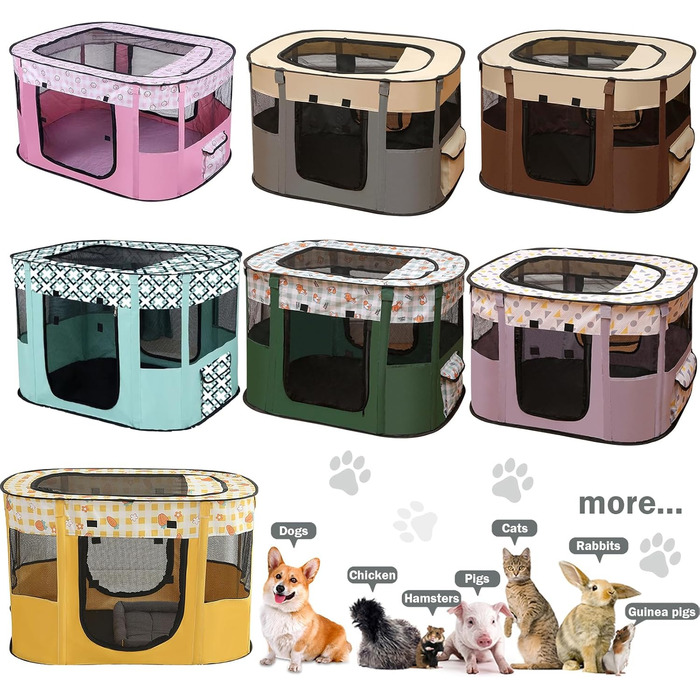 Складаний вольєр для цуценят, переносний вольєр для тварин, вольєр для цуценят, вольєр для тварин в приміщенні, вольєр для кошенят, цуценят, кроликів, сірий, 90 x 70 x 58 см