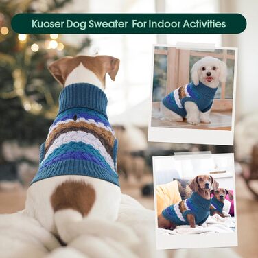 Теплий пуловер для собак Kuoser, малі та середні породи, фліс, зимовий одяг, блакитний, XS