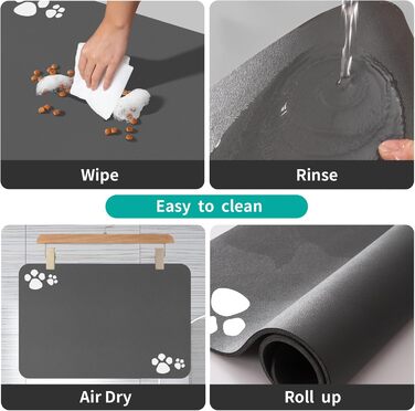 Гумова килимок для годівлі собак та котів, 44.5 x 71 см, сірий (4 лапки)