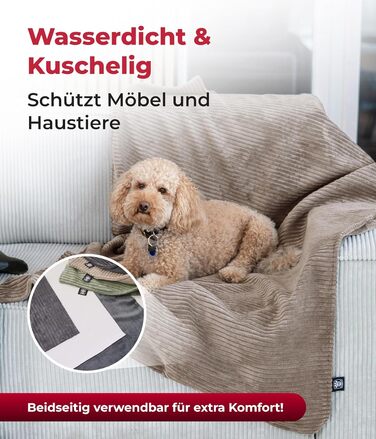 Водонепроникний плед для собак на диван – захист від плям – дихаючий та пральний – для собак та котів – Made in Germany (Бежевий, 95x135 см)