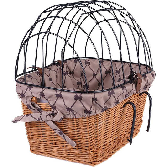 Ретро кошик для велосипеда з кришкою, плетіння з лози, переноска для тварин з підкладкою з тканини