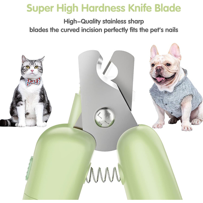 YOYUPETA Тример для собак з LED-підсвіткою та пилочкою - професійний набір для догляду за домашніми тваринами, гострий триммер та вбудована пилка для безпечної та безстресової обрізки кігтів у собак, зелений