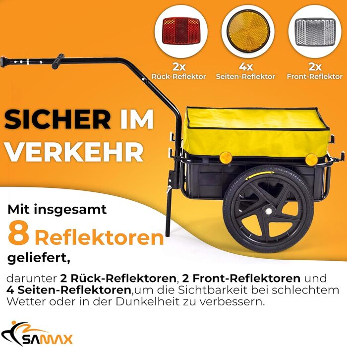 Причіп для велосипеда SAMAX 90 літрів, 80 кг, з комплектом - причіп для перевезення вантажів, чорний, для гірського велосипеда