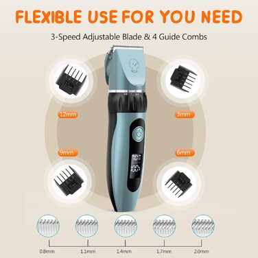 Електрична машинка для стрижки собак та котів YAZ EKY Leise Profi, з 4 гребінцями, для густого та кучерявого волосся