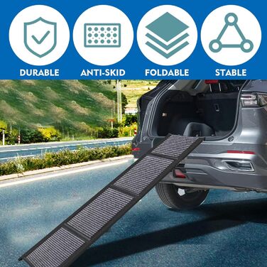 Східці для собак у машину, 170 см, чорні, металеві, до 150 кг, складані, з антиковзким покриттям, для великих собак та SUV