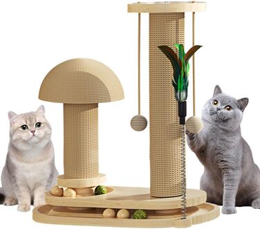Інтерактивна дерев'яна іграшка для котів Anyingkai 4-в-1: карусель, куля, розвиваюча іграшка для котів