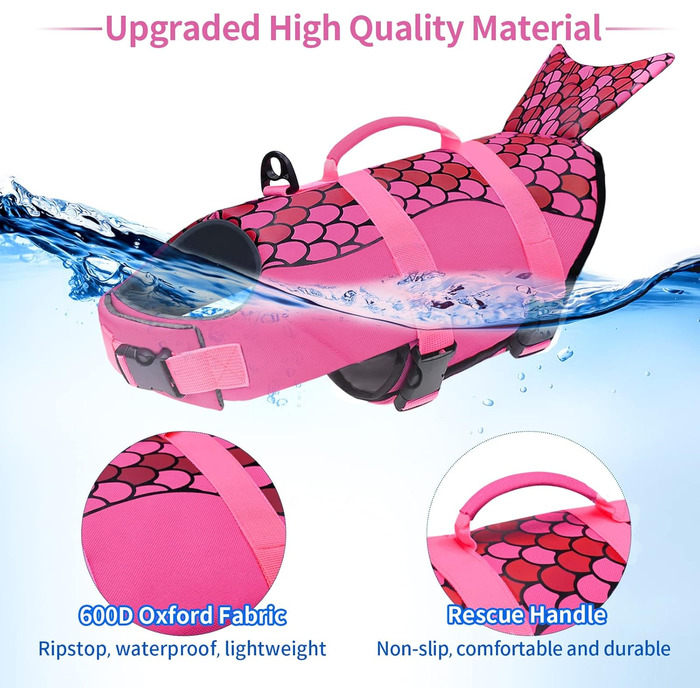 Жилет для плавання собак Malier, Ripstop, з американським прапором, для малих, середніх та великих собак, висока плавучість, для купання та катання на човні