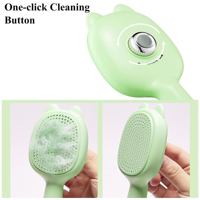 Щітка для собак маленьких порід самоочищувана - регульована, рожева та зелена