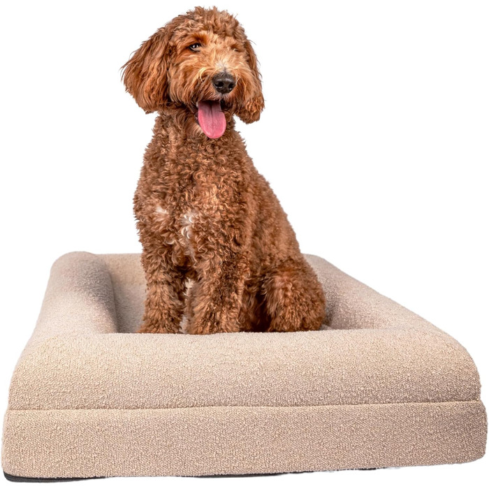 Ортопедичне ліжко для собак Bouclé, бежеве, з піною Memory Foam (M)