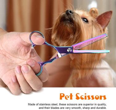 Набір професійних ножиць Yosoo для грумінгу собак та котів: 2 вигнуті ножиці, ножиці для розрідження, гребінець та коробка для зберігання
