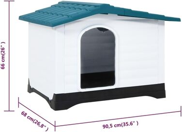 Будка для собак vidaXL, синя, 90,5x68x66 см, поліпропіленова, дім для собак