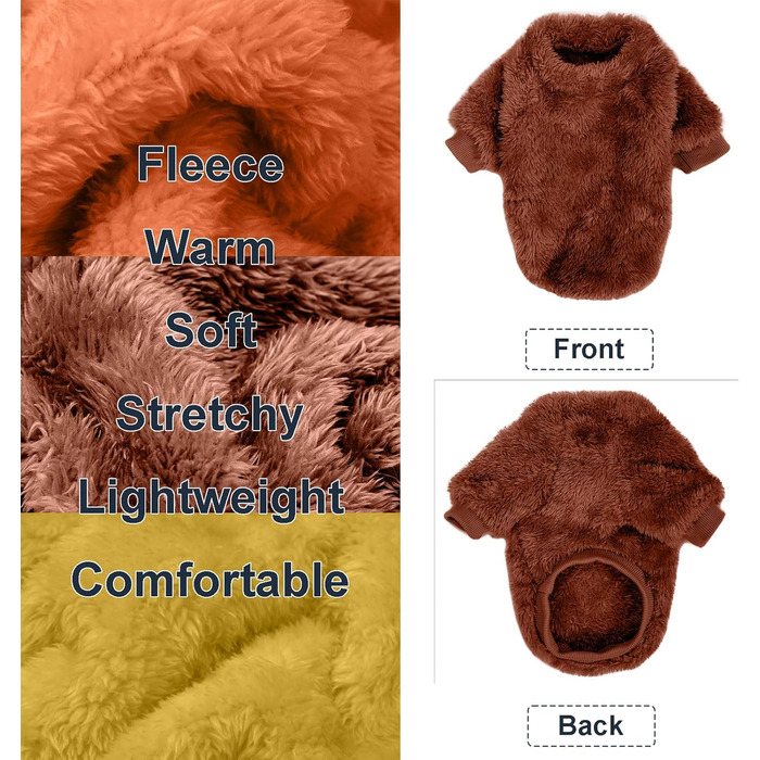 Пуловери для собак Kyaringtso, 2 шт., для маленьких собак, теплий зимовий пуховик для цуценят, для дівчаток та хлопчиків, (XXS, Оранжевий, Коричневий, Жовтий)