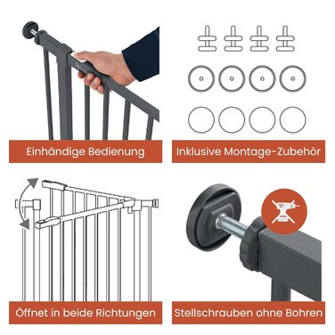 Захисне ворота для дітей Hauck Clear Step Autoclose 2, темно-сірий - самозакривне, без свердління, ширина 75-80 см, висота 77 см