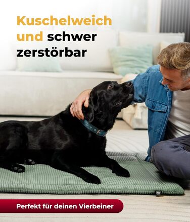 Килимок для собак HS-Hundebett® з декоративним покриттям, XS – Практичний та зручний – М'яка ковдра для собак – Комфортний лежак – Зелений, Виготовлено в Німеччині (75x115 см)