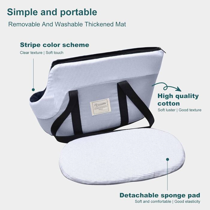 PETCUTE Сумка-переноска для собак, сіра, до 10 кг, з ременем безпеки та знімним підкладом