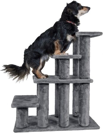 Сходи для домашніх тварин Furhaven Steady Paws, 4-ступеневі, сірі, для високих ліжок і диванів