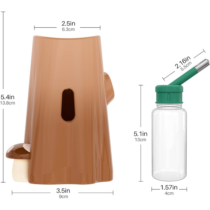 Поїлка для хом'яків Bucatstate зі стійкою, 120 мл, не протікає, аксесуар для гризунів (коричнева)