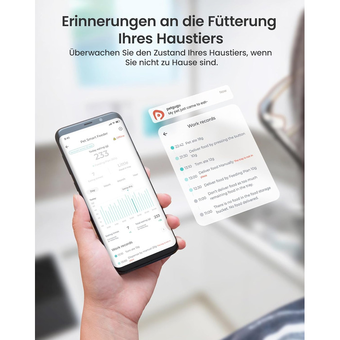 Автоматичний годівниця для котів PETGUGU з таймером та керуванням через APP, керамічний набір для котів та собак, для кількох тварин (PF2)