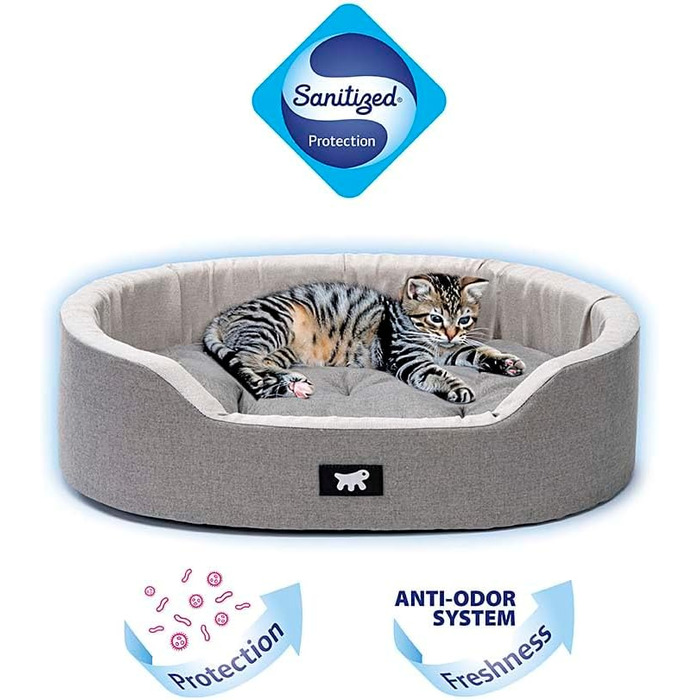 Крісло-ліжко для собак Ferplast - м'яке ліжко для маленьких собак з антибактеріальним захистом, бавовна, 55 x 41 x 15 см, сірий колір