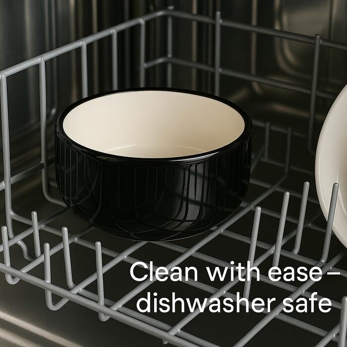 Миска для собак Flamingo Rocky з кераміки, 1700 мл, чорно-біла, для великих собак, миється в посудомийній машині