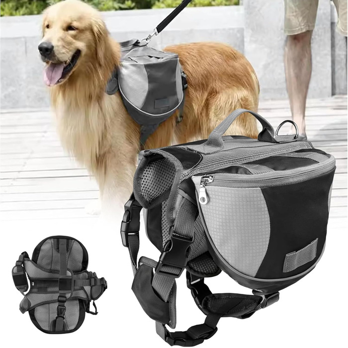 Рюкзак для собак | Великий рюкзак для прогулянок, подорожей та перевезення | З кишенями та регульованими відділеннями