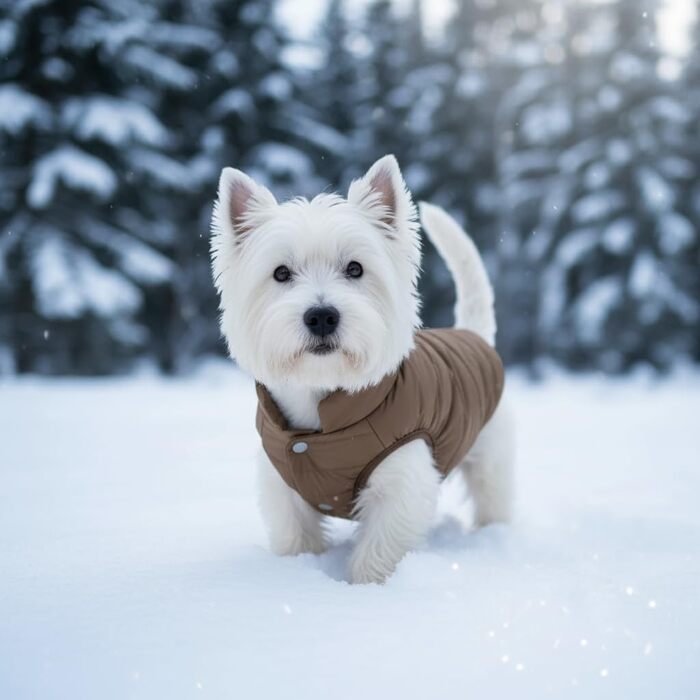 Зимовий теплий водонепроникний одяг для собак великих порід ASENKU: тепла флісова куртка з отвором для повідка, колір кава, розмір L