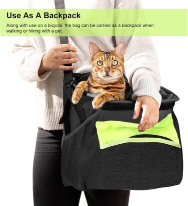 Велосипедна сумка для тварин PETCUTE: зручна та безпечна переноска для собак та котів, чорного кольору