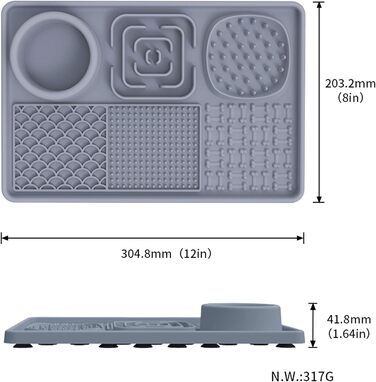 Силіконовий килимок для собак та котів Upgrade XL з великим присоском (без BPA) - рожевий/сірий