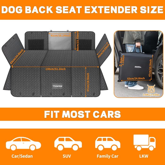 Накидка для собак у машину EULANT, захист заднього сидіння, водовідштовхувальна, антиковзаюча, міцна, чорна