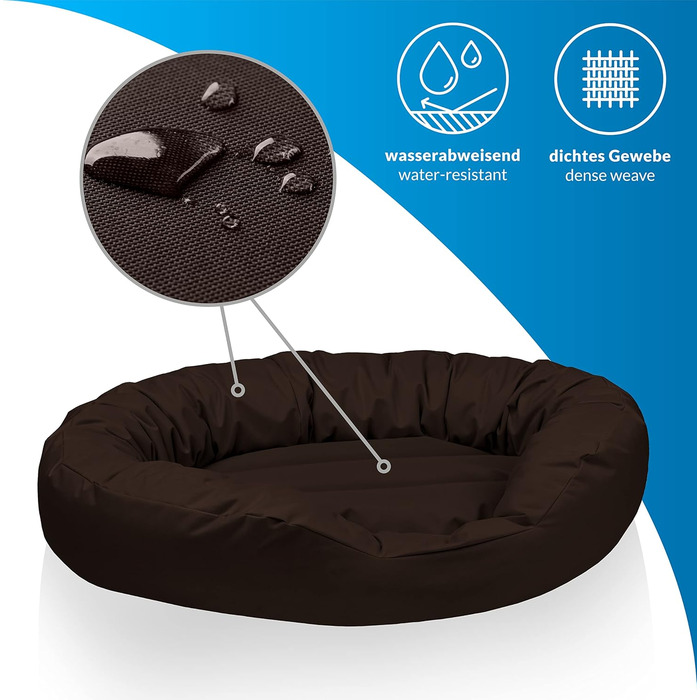 BedDog® Hundebett Sunny: велике овально-кругле ліжко для собак з Cordura, з м'яким бортиком, миється, RED-Wine (85x50x23 см)