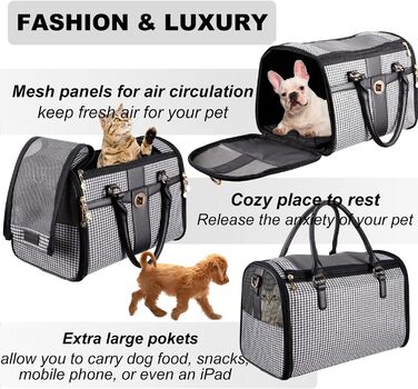 Сумка-переноска для собак NewEle Fashion, чорна, для маленьких собак до 4.5 кг, з великими кишенями, підходить для подорожей (авіакомпанії)