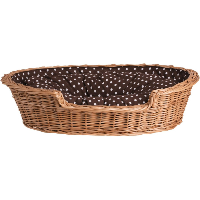 Корзина для собак та котів з плетеної лози e-wicker24, 75x75 см, з подушкою