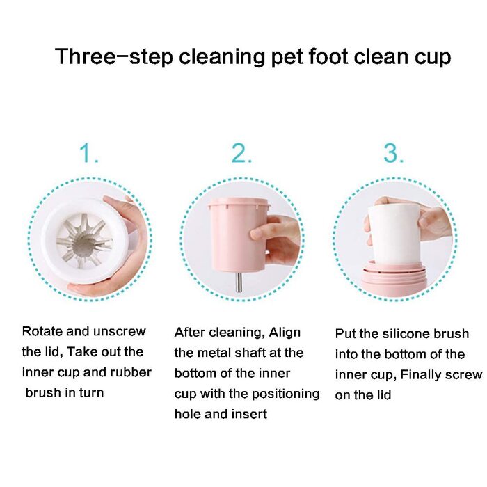 Миска для миття лап домашнім тваринам, силікон, рожева/фіолетова. Миска для миття лап собак і котів, щітка для лап, портативна, для догляду за тваринами