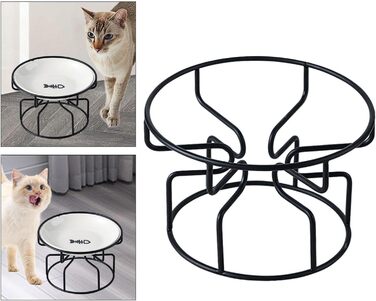 Підвищені миски для котів LOVIVER 2 шт. з кераміки, проти блювоти, захист шиї, антиковзкі, на підставці (чорний)