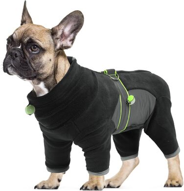 Флісова куртка для собак LiebeDD, тепла зимова куртка-мандель для собак, флісовий пуловер для собак з шлейкою та блискавкою, вітронепроникний, м'який піжамний костюм для середніх собак, Віндгорн, Французький бульдог (XS-XXL), M - обхват грудей 42 см, довж