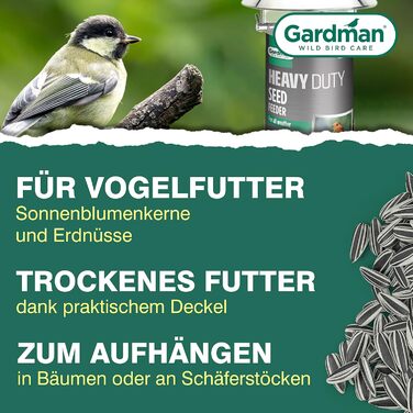 Годівниця для птахів Gardman Heavy Duty – міцна металева годівниця з 4 місцями для насіння, соняшника та горіхів