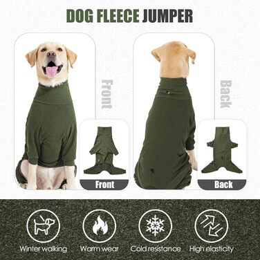 Теплий зимовий одяг для собак LIANZIMAU: флісовий теплий костюм з ніжками для малих, середніх та великих собак, зелений, розмір M