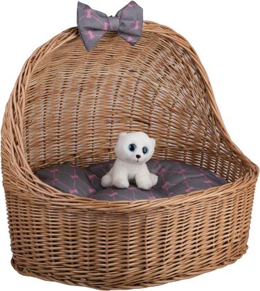 Плетена будка з лози для собак і котів e-wicker24, з дахом, натуральний сірий, лежанка, кошик, будиночок