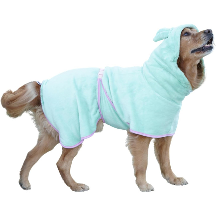 Рушник для собак з мікрофібри з капюшоном, супер вбираючий, швидковисихаючий, XL, зелений