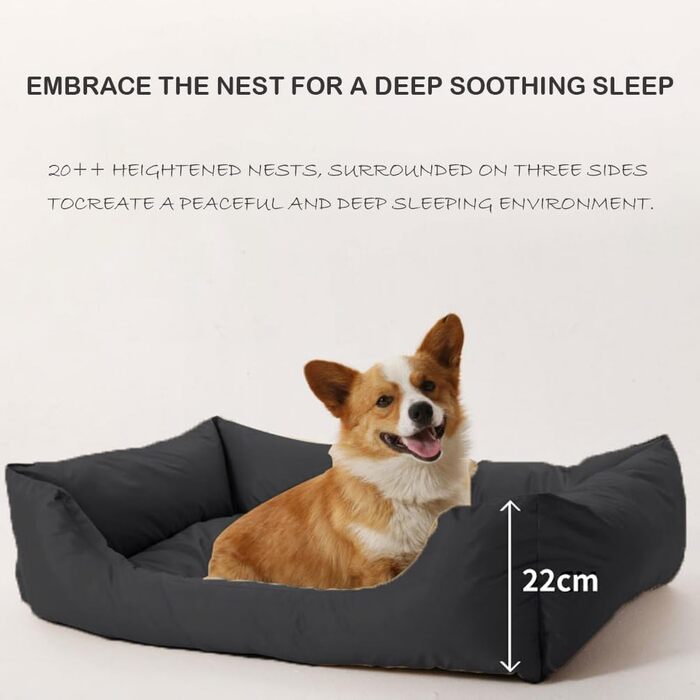 Водонепроникне лежанка для собак M&Catree, прямокутна, м'яка, сірого кольору, розмір 60x80x24 см