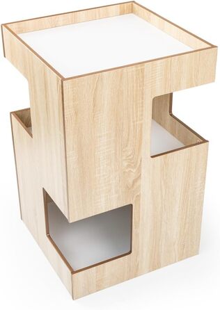 Преміум будиночок для кота з дерева, замок-вежа з лежаками, 50 x 50 x 80 см, темно-сірий (бежевий)