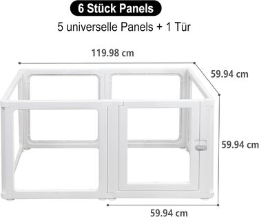 Кігульник для собак Citylife 6-TLG, 60 см, розкладний, з дверцятами, для собак, котів, кроликів, рухливий вольєр для дому, XXL, антиковзаюча поверхня