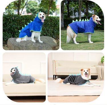 Рушник для собак з мікрофібри, швидко сохне, регульований, надзвичайно поглинаючий, для середніх та великих собак, легко одягається, (сіро-зелений, M)