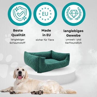 Ліжко для собак та котів Odolplusz, зелений, розмір M (70 x 60 см) | М'яке ліжко-корзина з бортиками