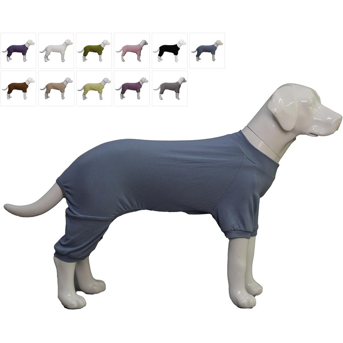 Піжама для собак Lovelonglong, бавовна, трикотаж, 4 лапи, для всіх сезонів, теплий боді для великих, середніх та маленьких собак, колір кава, розмір L (XL для середніх собак), сіро-блакитний